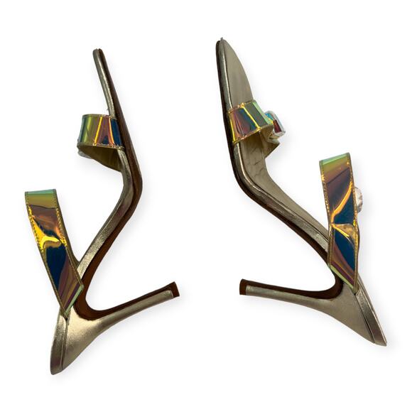 Stuart Weizman | 7 | Metallic Translucent Rose Gold High Heeled Sandal Pump - Picture 2 of 7